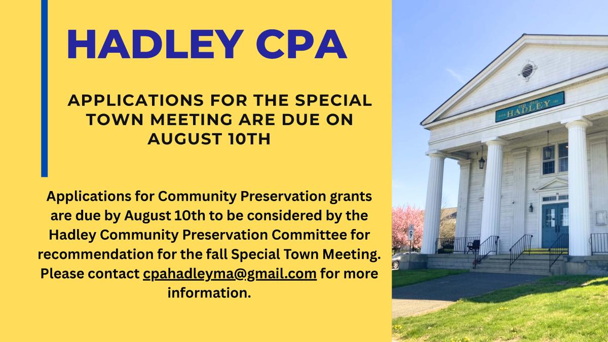 Hadley CPA Grant Applications - Due Date 08/10