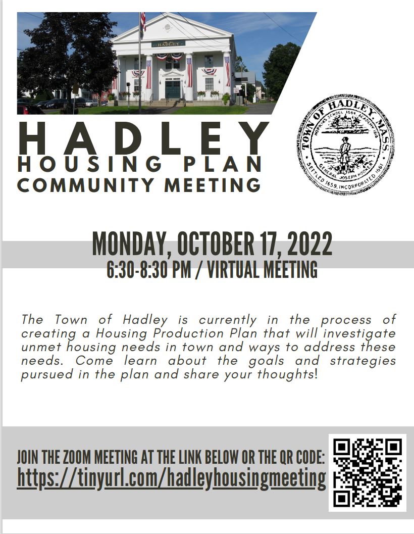 Hadley Housing Production Meeting flyer