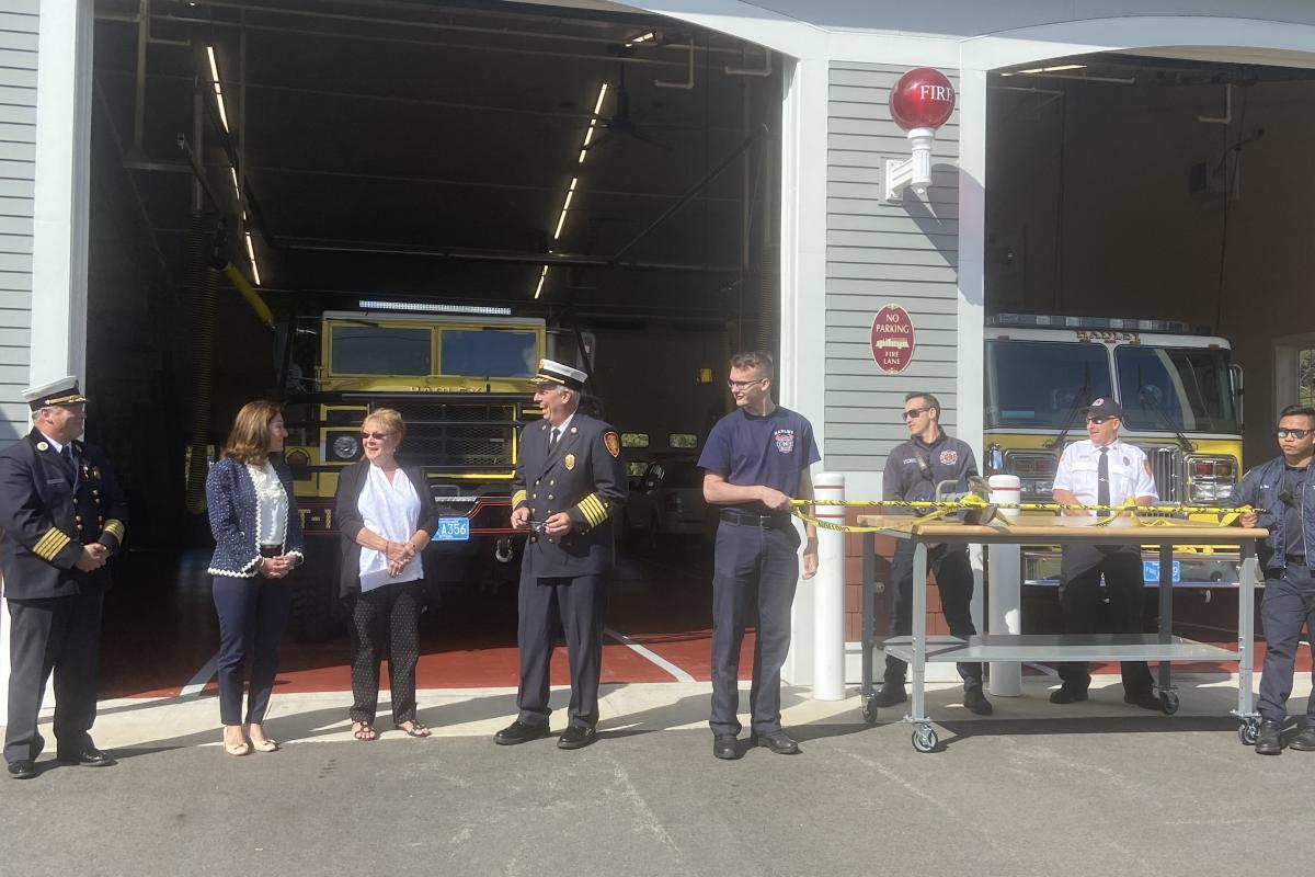 Ribbon cutting ceremony with Chief Mike Spanknebel, Lt. Gov. Karyn Polito, Fire Marshal Peter Ostroskey