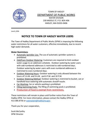 Water Restriction Notification