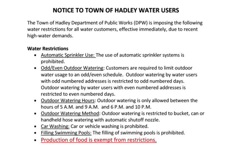 Water Restriction Notification